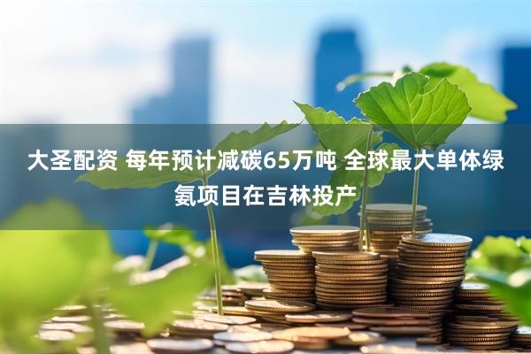 大圣配资 每年预计减碳65万吨 全球最大单体绿氨项目在吉林投产