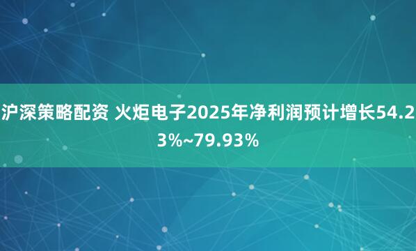 沪深策略配资 火炬电子2025年净利润预计增长54.23%~79.93%