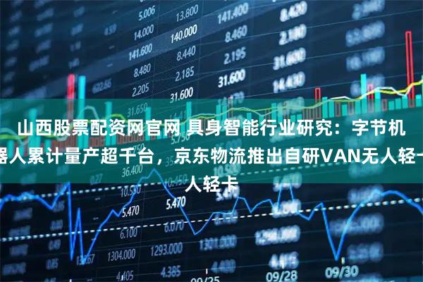 山西股票配资网官网 具身智能行业研究：字节机器人累计量产超千台，京东物流推出自研VAN无人轻卡