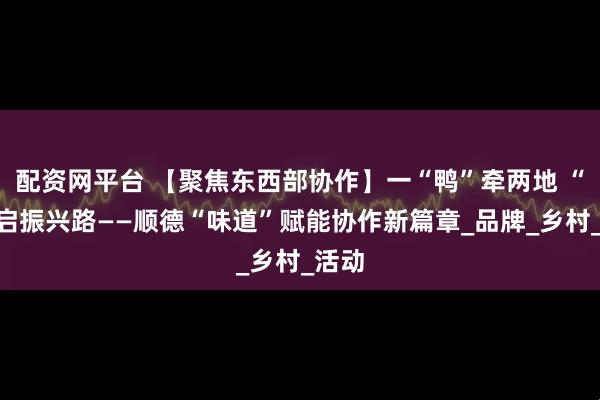 配资网平台 【聚焦东西部协作】一“鸭”牵两地 “味”启振兴路——顺德“味道”赋能协作新篇章_品牌_乡村_活动